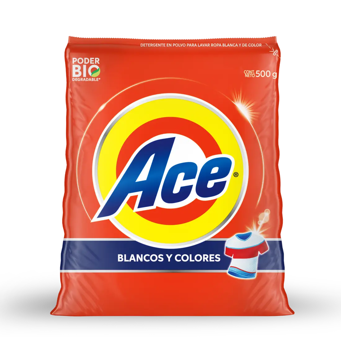 Detergente En Polvo Ace 500 Gr Ropa Blancos Y Colores - KCTS - vista lateral