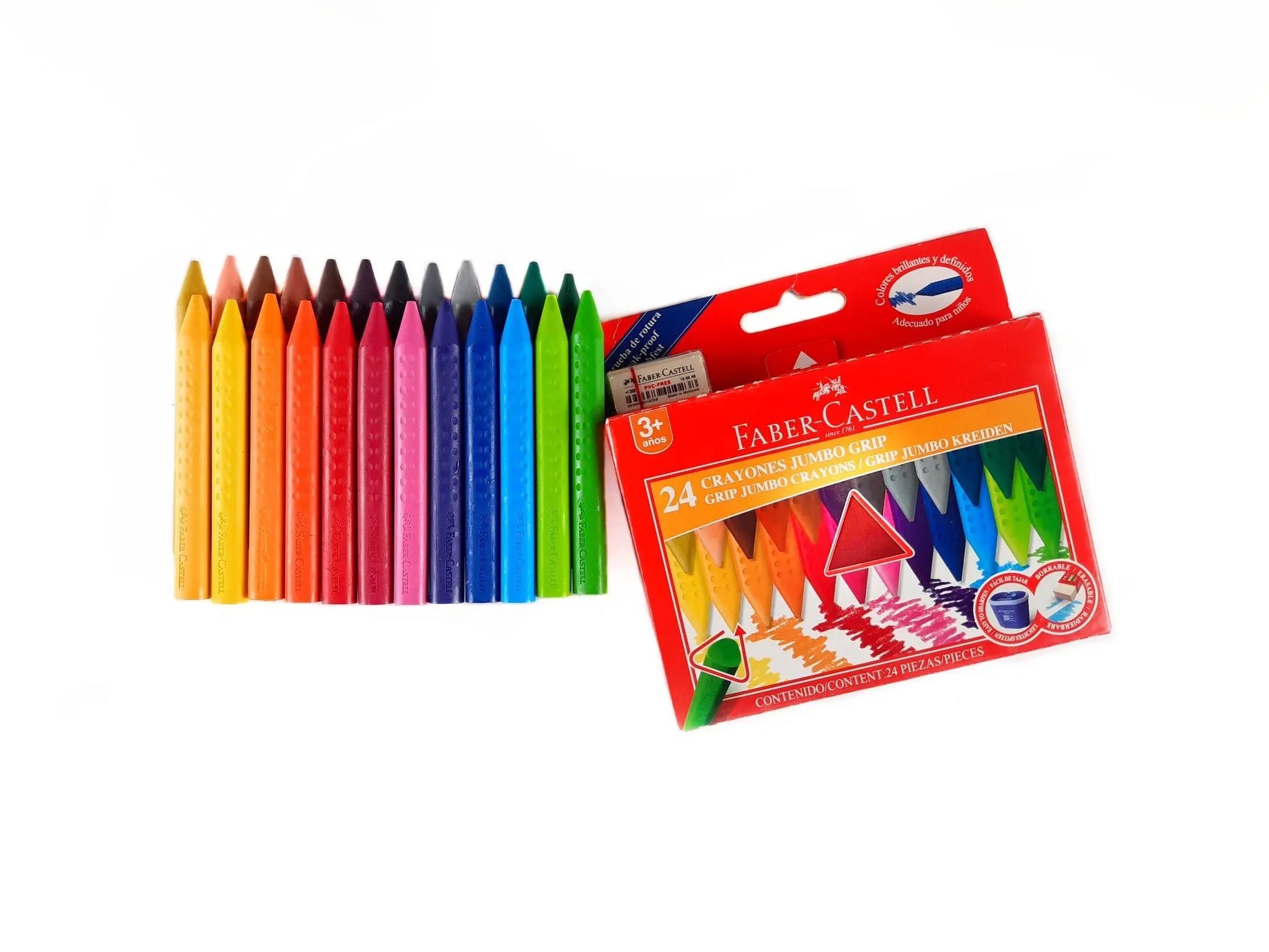 Crayones Jumbo Borrable Faber Castell Grip Triangular 24 Pz - Faber Castell - vista lateral