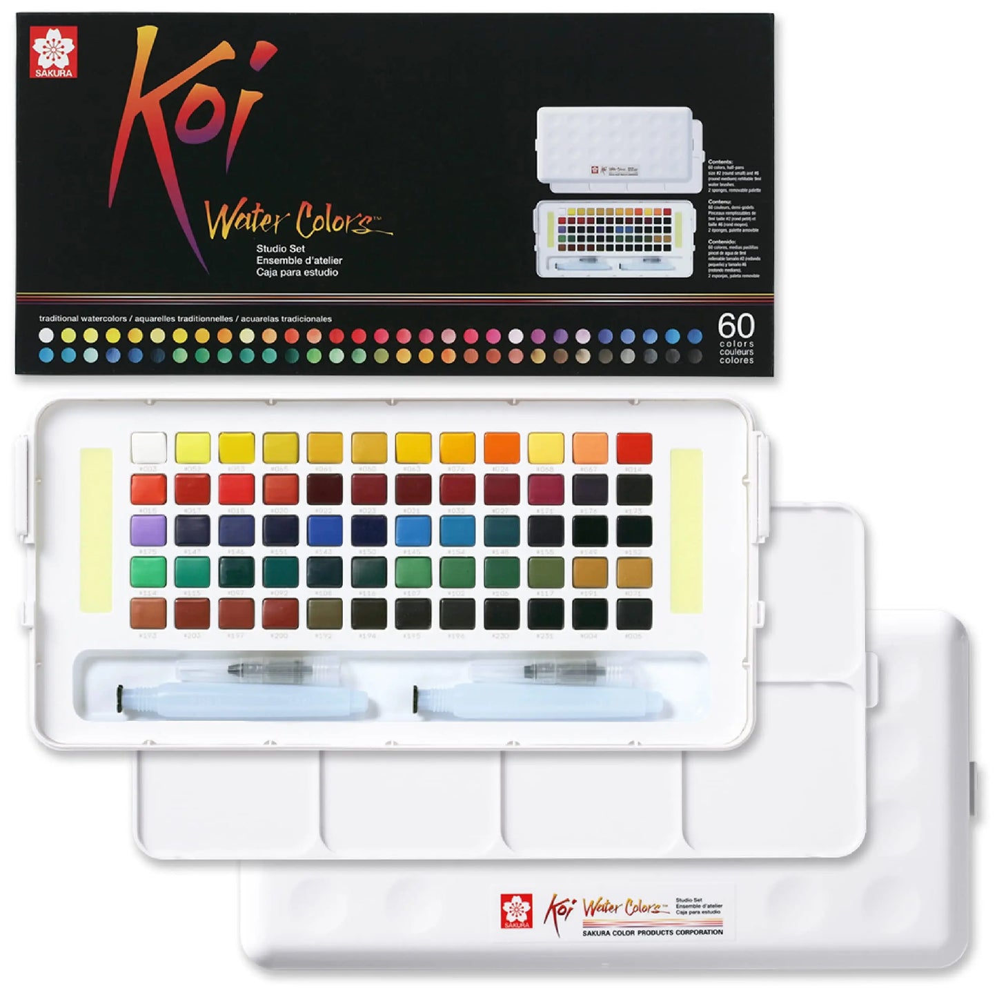 Estuche Acuarelas Sakura Koi 60 Colores +2 Pinceles Pintura Sakura