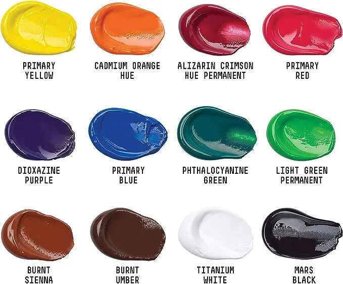 Pintura Acrílica Basics Set 12 Colores Tubo 22ml Liquitex - Liquitex - accesorios