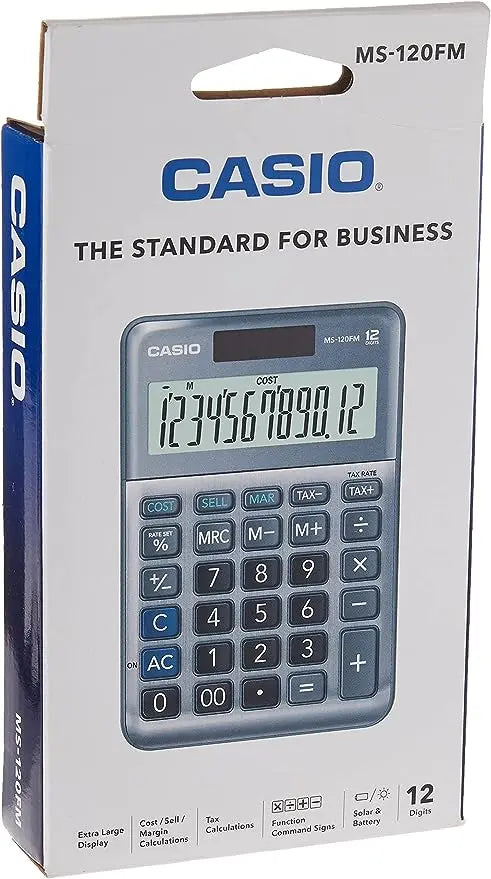 Calculadora De Escritorio Casio Ms-120fm Gris - Casio - vista lateral