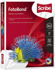 Papel Fotobond 500 Hojas Scribe Blanco Carta 95% Blancura - Scribe