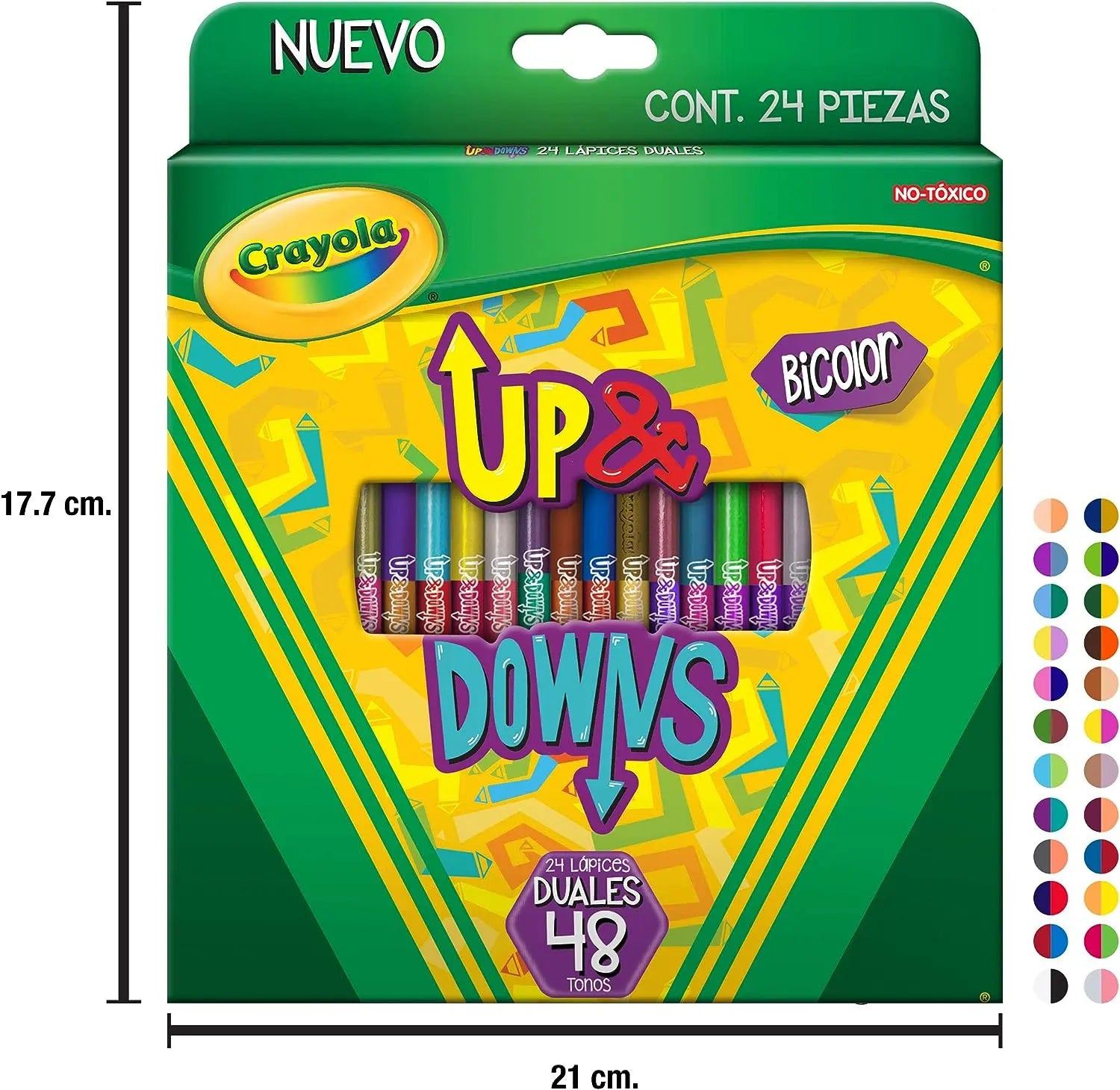 24 Lapices Color Doble Punta 48 Tonos Up & Downs Crayola - Crayola - empaque