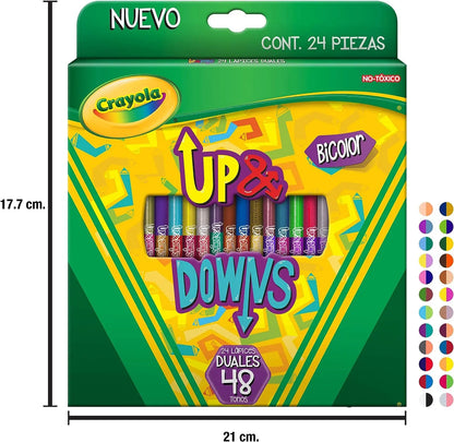 24 Lapices Color Doble Punta 48 Tonos Up & Downs Crayola - Crayola - empaque