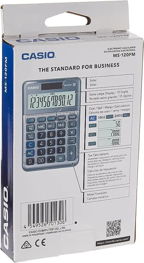 Calculadora De Escritorio Casio Ms-120fm Gris - Casio - detalle