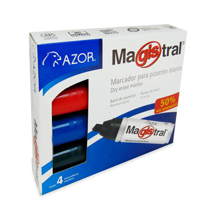 Marcadores Azor para Pizarrón Blanco 6mm Magistral Aluminio 4 Piezas - Azor - vista lateral