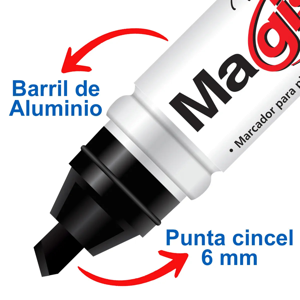 Marcadores Azor para Pizarrón Blanco 6mm Magistral Aluminio 4 Piezas - Azor - vista trasera