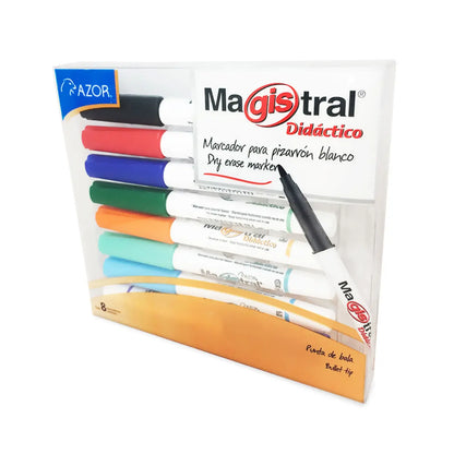 Marcadores Azor para Pizarrón Blanco 2mm Magistral Didactico 8 Piezas - Azor