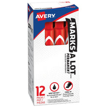 12 Marcadores Permanente Avery Grande Punta Cincel Colores Rojo - Avery