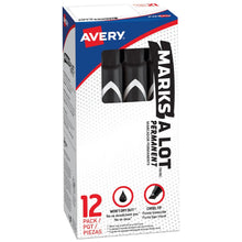 12 Marcadores Permanente Avery Grande Punta Cincel Colores Negro - Avery