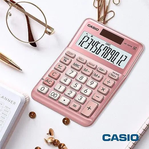 Calculadora De Escritorio Casio Ms-120fm Rosa - Casio - vista lateral