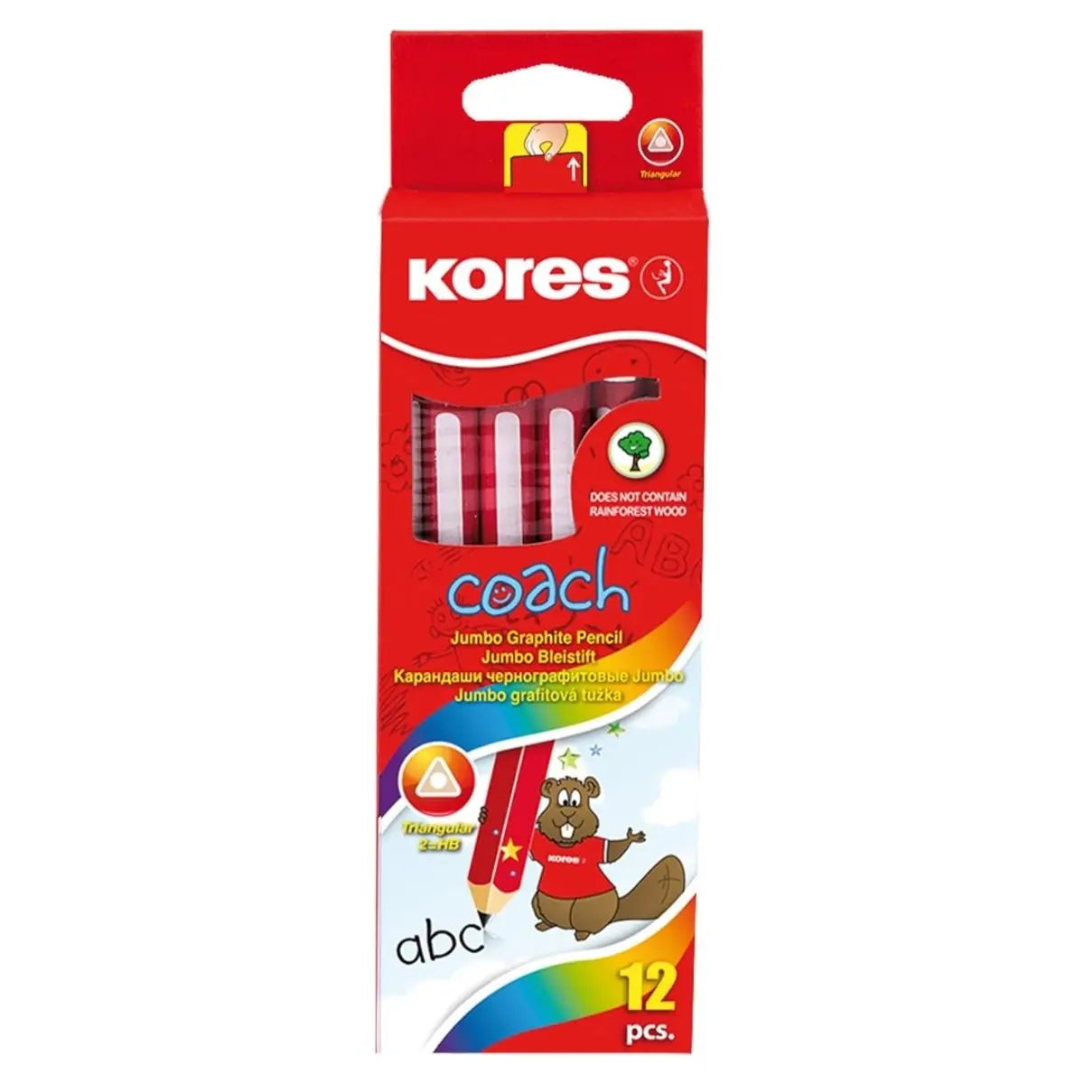 12 Lapices Entrenador Grafito Triangular Kores Coach Jumbo 2hb - Kronaline - detalle