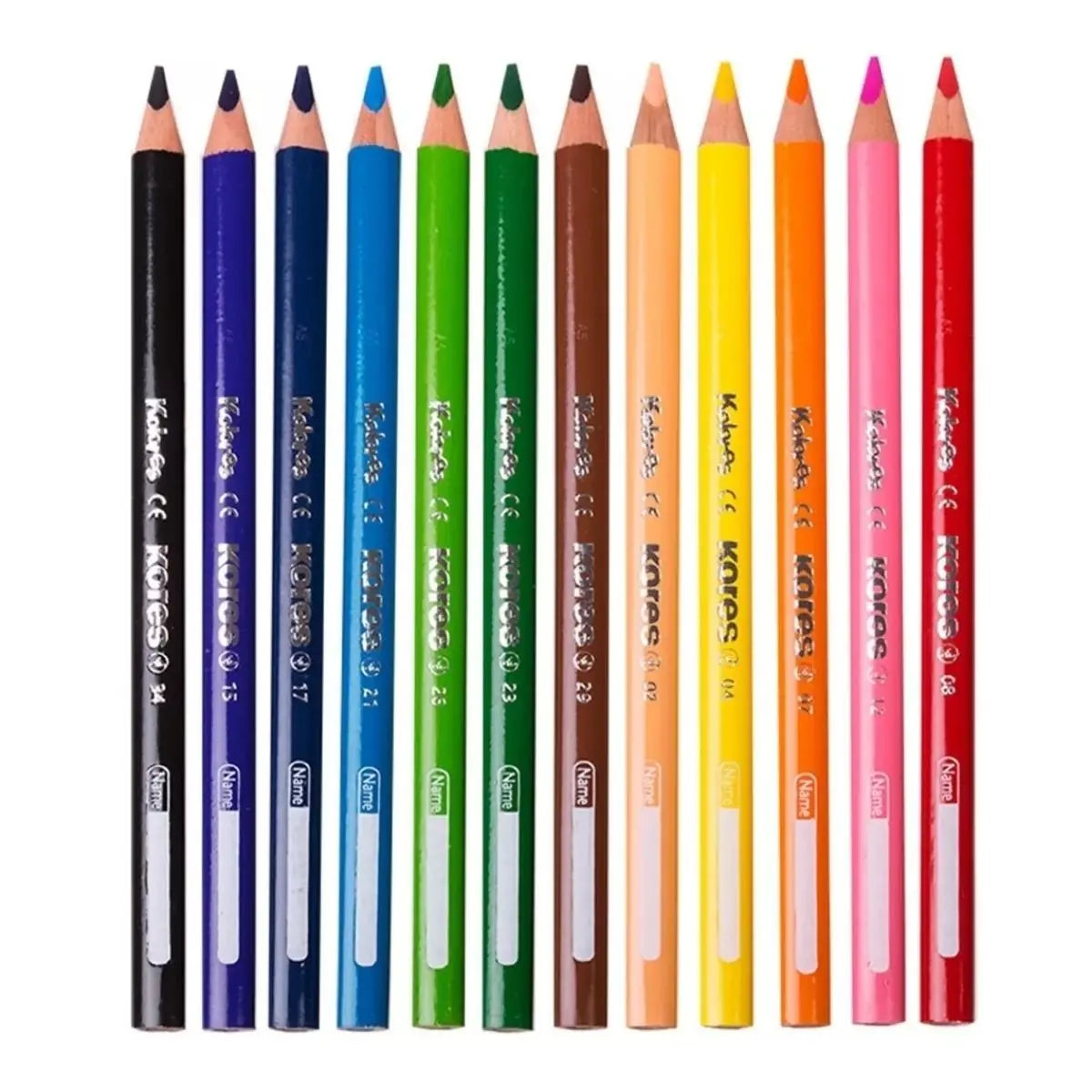 12 Colores Triangulares Jumbo Kores Punta 5mm + Sacapuntas - Kronaline - accesorios
