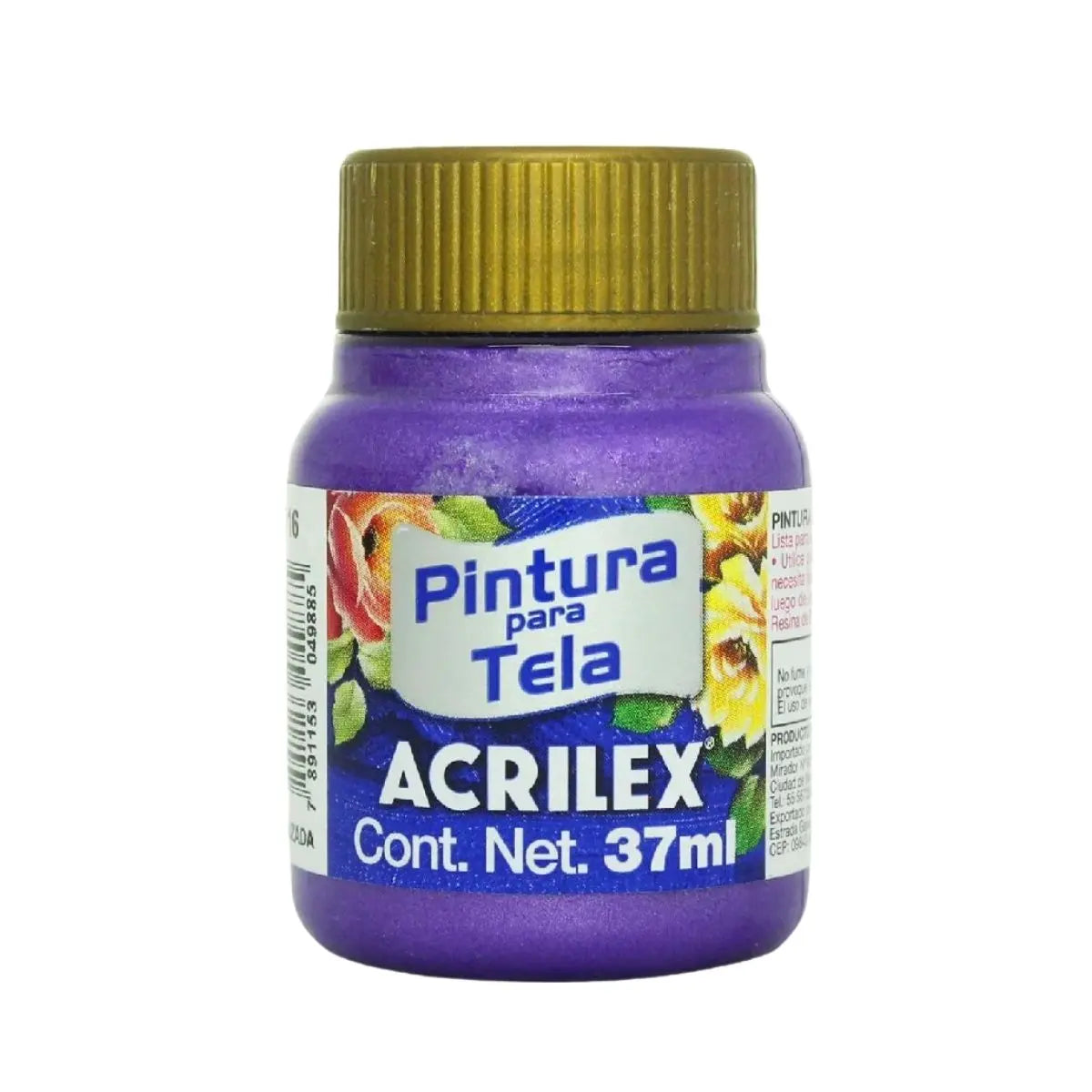 Pintura Acrilica Metalizada Tela Acrilex 37ml Color a Escoger Blanco - Roel - vista lateral