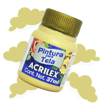 Pintura Acrilica Metalizada Tela Acrilex 37ml Color a Escoger Oro - Roel - vista lateral