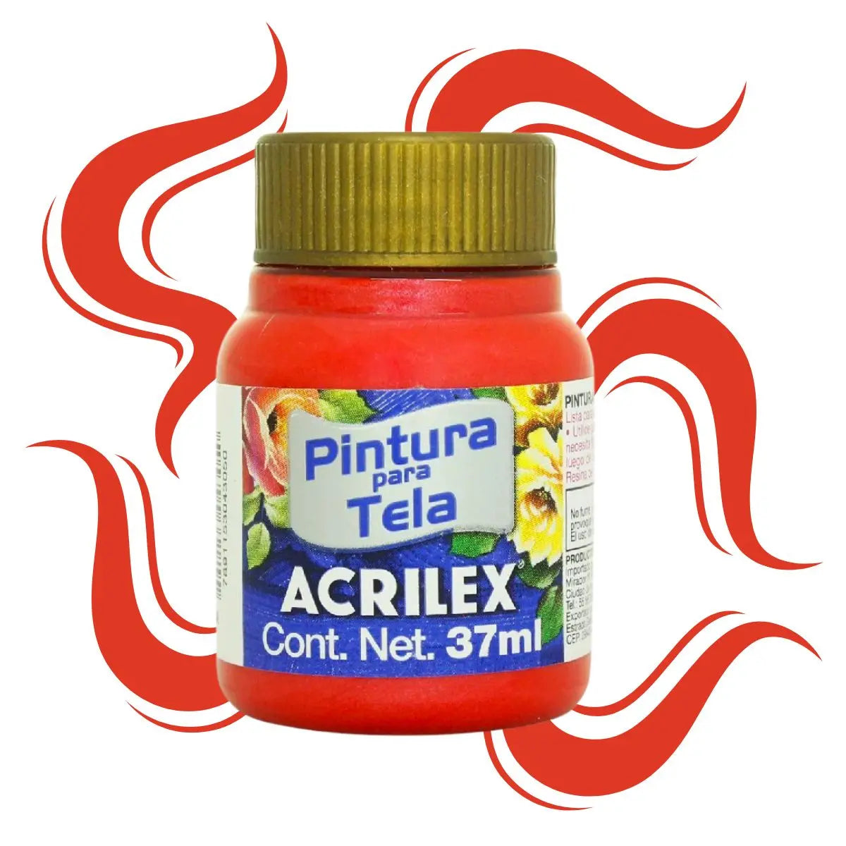 Pintura Acrilica Metalizada Tela Acrilex 37ml Color a Escoger Rojo - Roel
