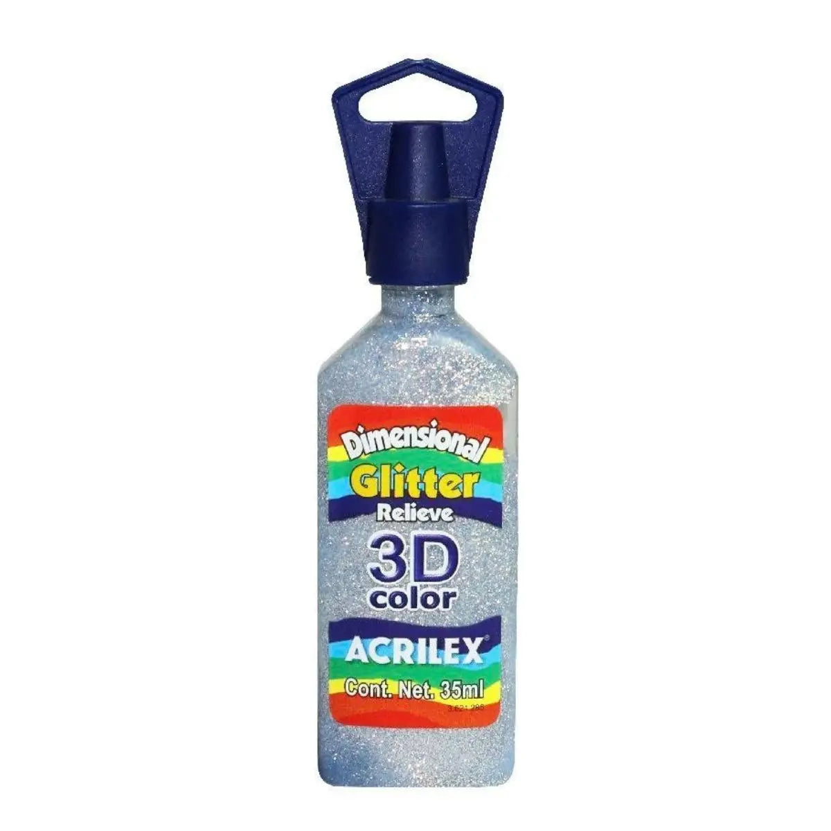 Pintura Tela Glitter Relieve 35ml Acrilex 3d Varios Colores Plateado - Acrilex