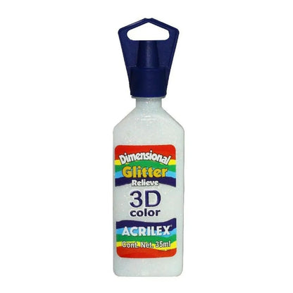 Pintura Tela Glitter Relieve 35ml Acrilex 3d Varios Colores Cristal - Roel