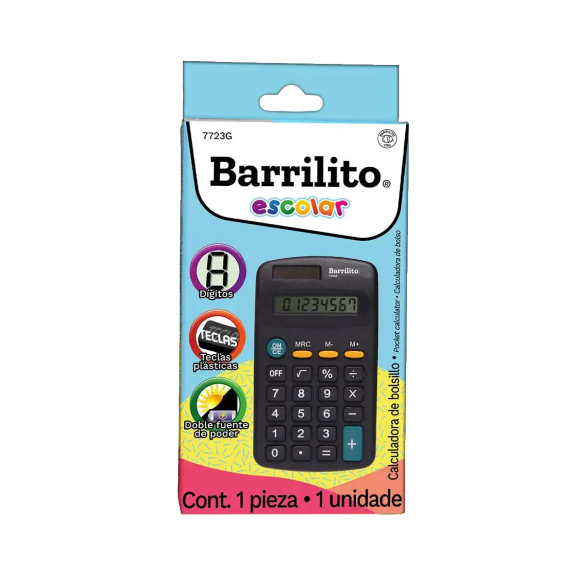Calculadora Básica De Bolsillo Portátil Oficina 8 Dígitos Barrilito - Barrilito - detalle