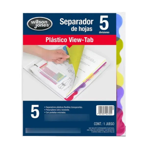 5 Separadores Plástico ViewTab Wilson Jones - Wilson Jones