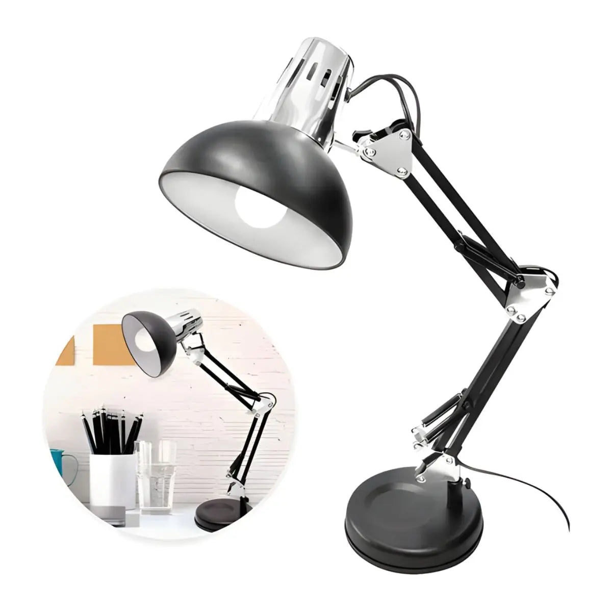 Lampara De Escritorio 2 En 1 40 W Base E27 Negro Adir - Adir