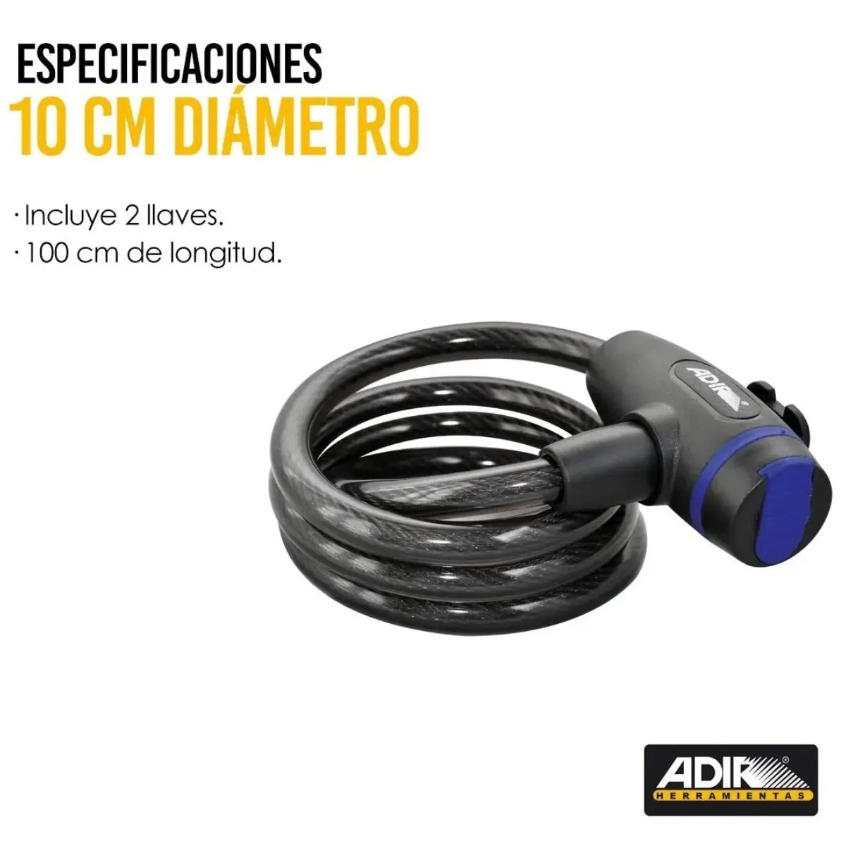 Cable Candado Adir Bicicleta 100cm Llaves - Adir - vista lateral