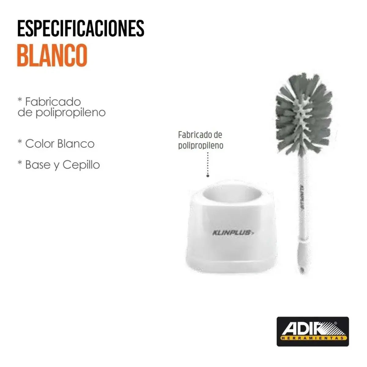 Cepillo Baño Adir Sanitario Blanco Base Cepillo - Adir - vista lateral