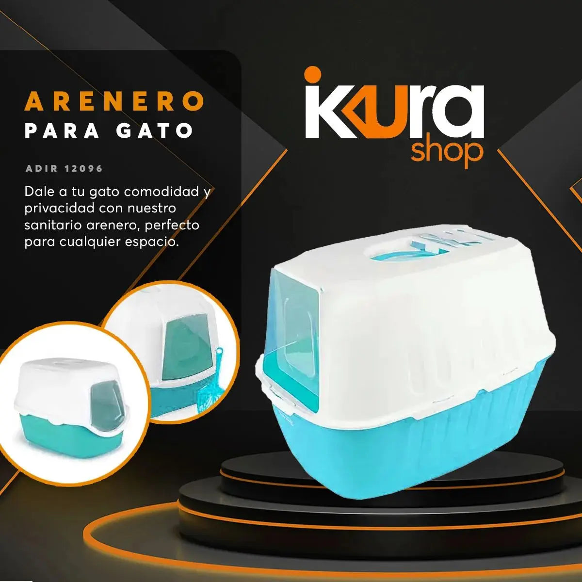 Arenero Adir Gato Cerrado Pala Filtro Sanitario Azul - Adir