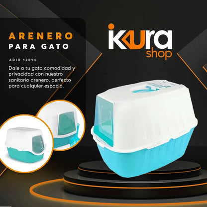 Arenero Adir Gato Cerrado Pala Filtro Sanitario Azul - Adir