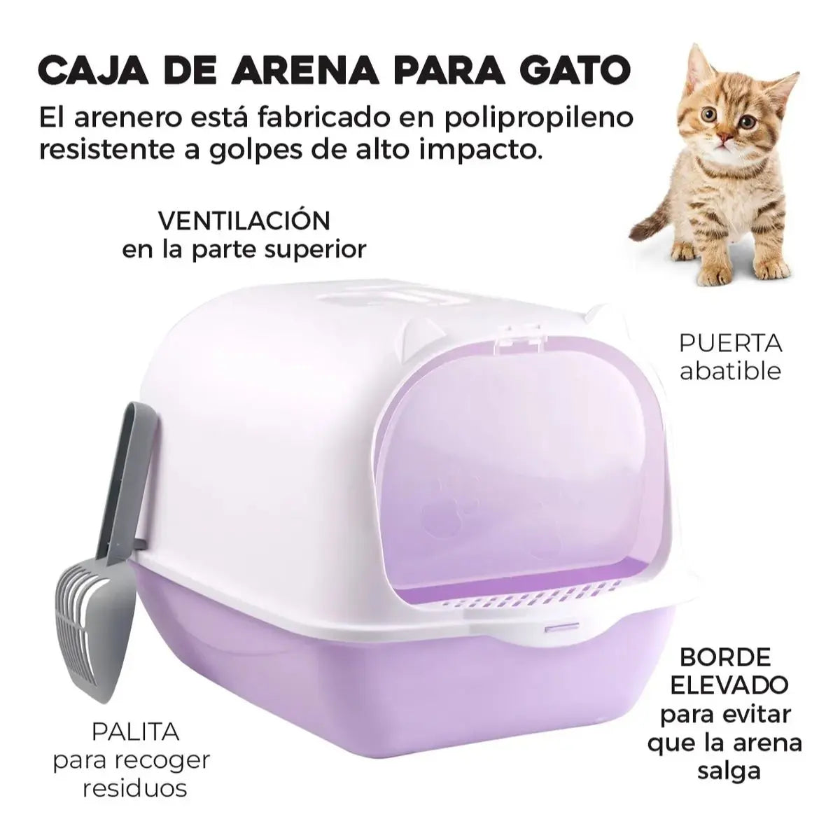 Arenero Adir Cerrado Gatos Sanitarios Pala Morado - Adir - detalle