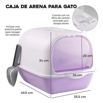 Arenero Adir Cerrado Gatos Sanitarios Pala Morado - Adir - vista lateral