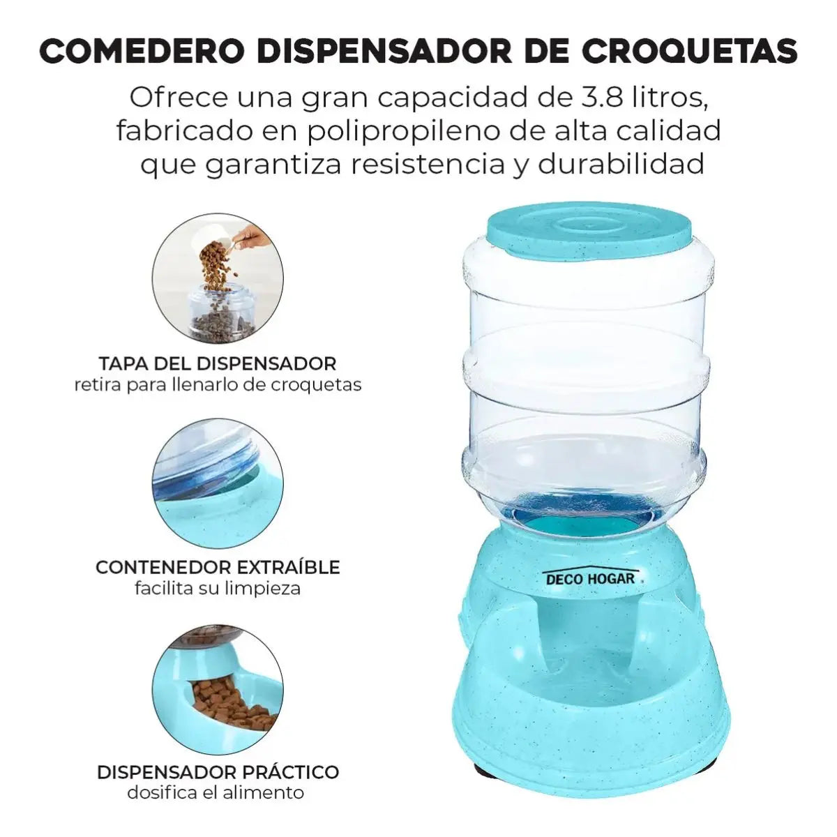 Comedero Automatico Adir Dispensador Croqueta Azul 3.8 L - Adir - detalle