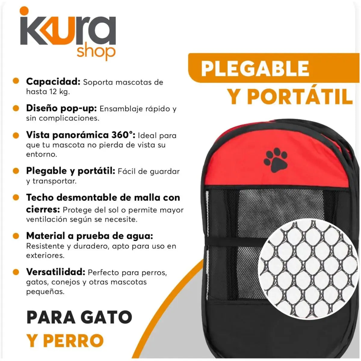 Corral Portatil Mascota Adir Viajes Paseo Juego - Adir - detalle