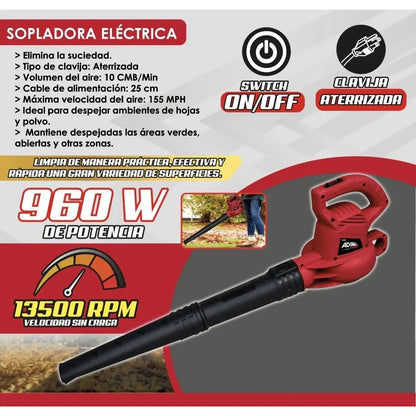Sopladora Electrica Adir 960 W Baterias 360 km/h - Adir - empaque
