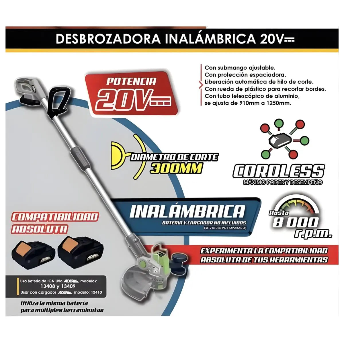 Desbrozadora Inalambrica Adir 20V - Adir