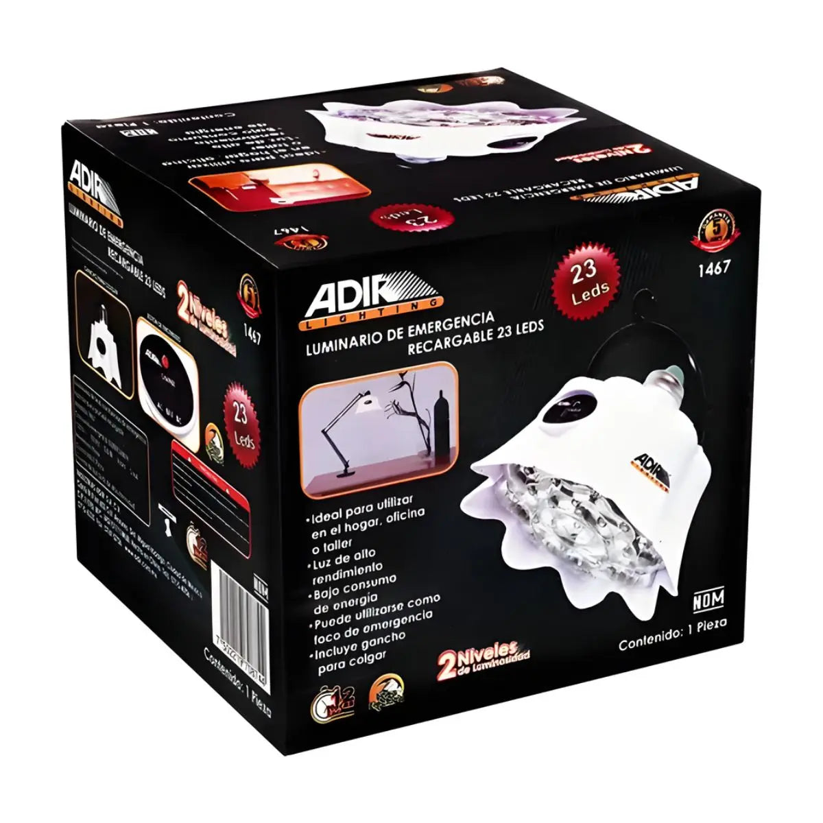 Lampara De Emergencia Recargable 23 LEDS Con Gancho Adir - Adir - detalle