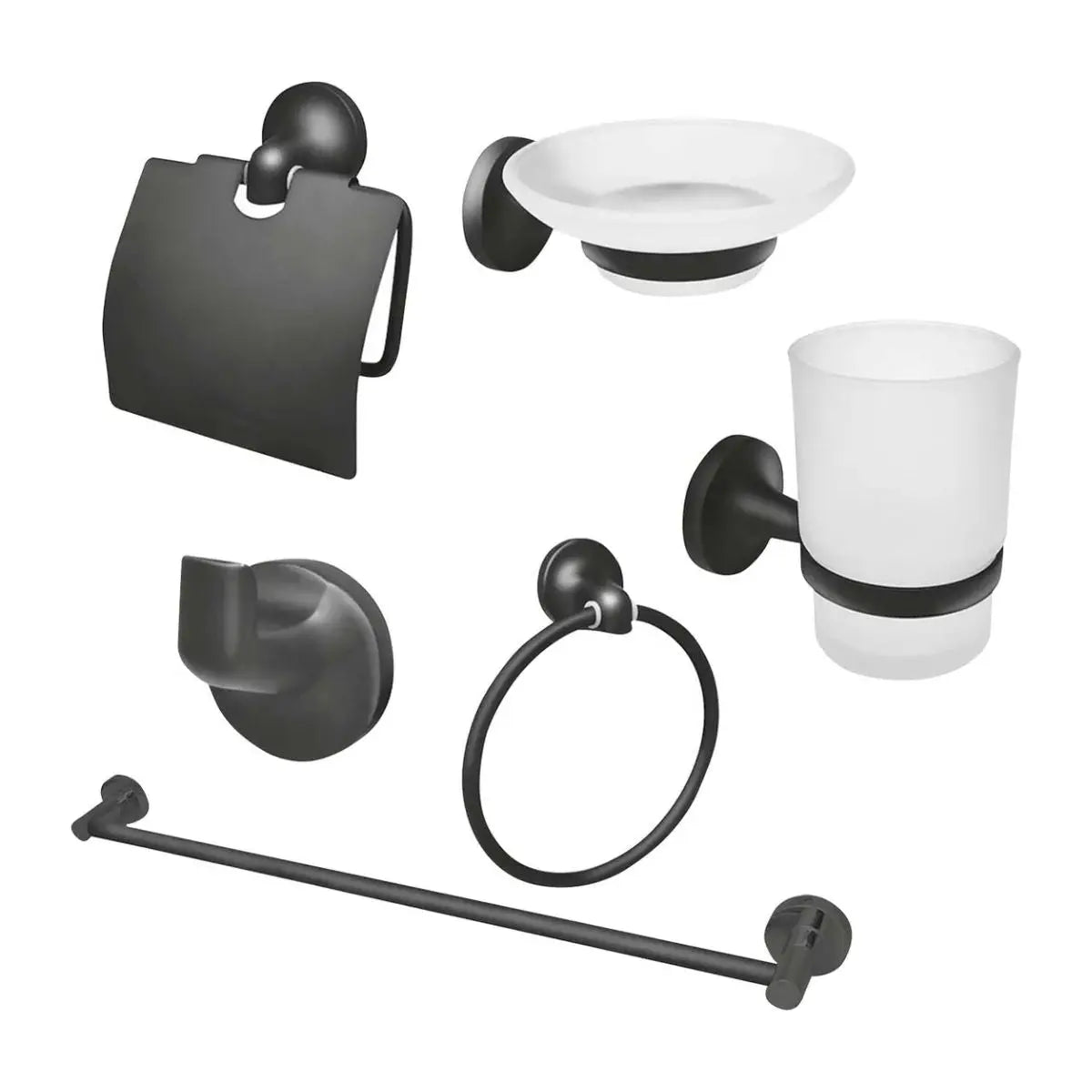 Set De Accesorios Para Baño Acabado Negro Mate Adir - Maxflu - vista lateral