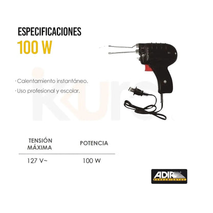Cautin Instantaneo Tipo Pistola 100 W Adir - Adir - vista trasera