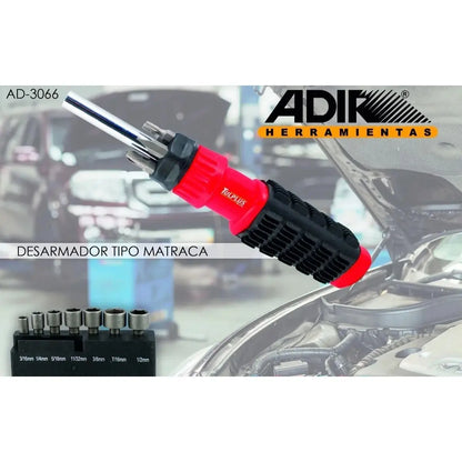Desarmador Tipo Matraca Adir Puntas Dados 14 en 1 - Adir
