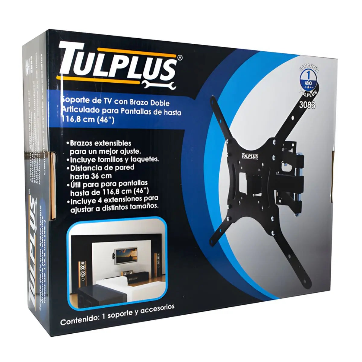 Soporte TV Con Brazo Articulado Tulplus Adir Para Pantalla 46" - Adir - empaque