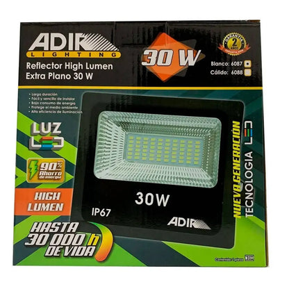 Reflector SMD LED Extra Plano 30W Nueva Generacion Blanco Adir - Adir - vista lateral