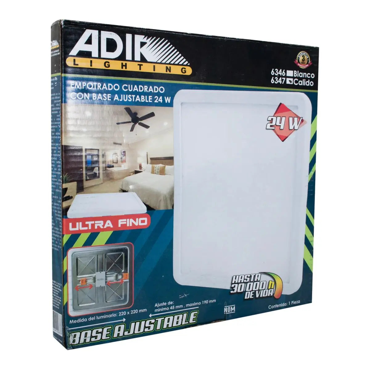 Panel LED Empotrado Ultrafino Cuadrado Adir 24W - Adir