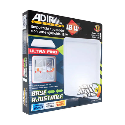 Empotrado Cuadrado Con Base Ajustable 18W Luz Calida Adir - Adir