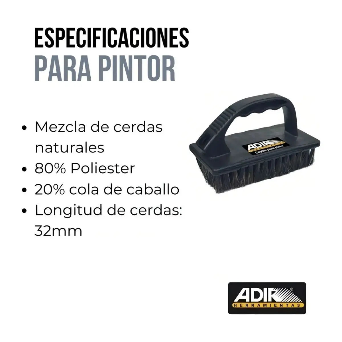 Cepillo Pintor Adir de Cerda Natural - Adir - vista lateral