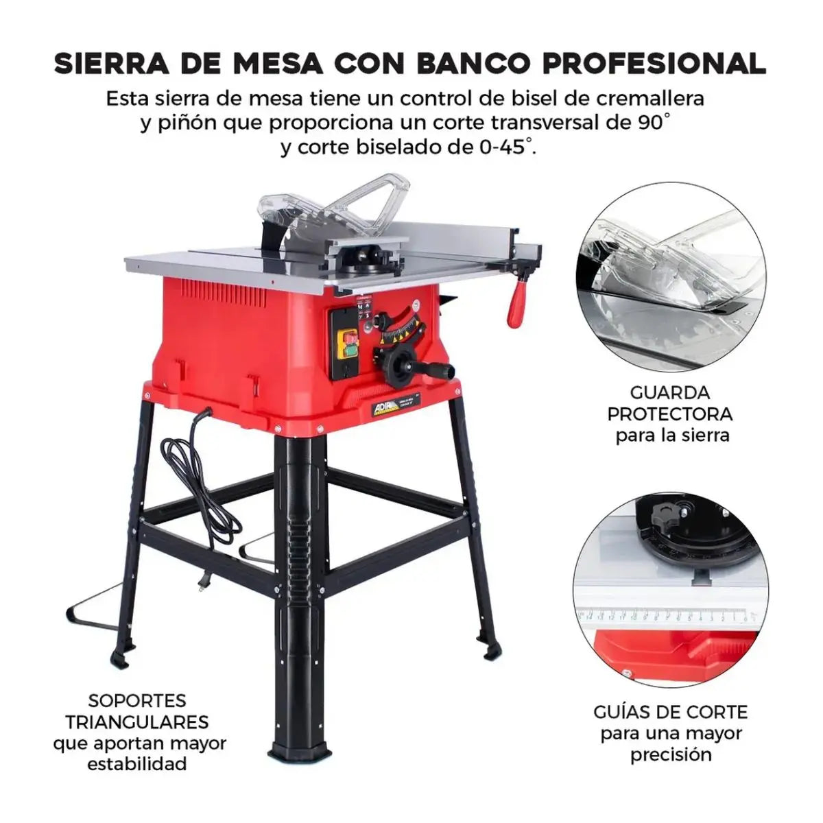 Sierra De Mesa 10" 1800 W Adir - Adir - vista trasera