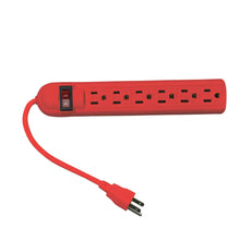Barra Multicontacto 6 Entradas C/Interruptor Rojo Adir - Adir - vista trasera