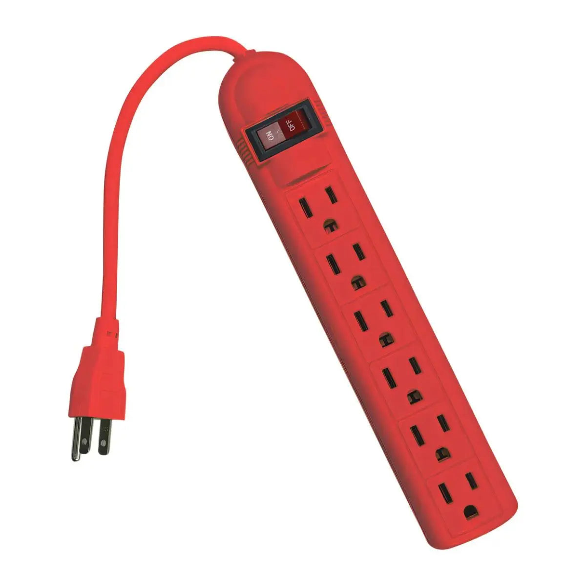 Barra Multicontacto 6 Entradas C/Interruptor Rojo Adir - Adir - vista lateral