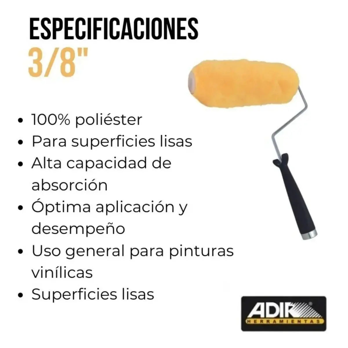 Rodillo Pintar Adir 9" Superficies Lisa - Adir - vista lateral