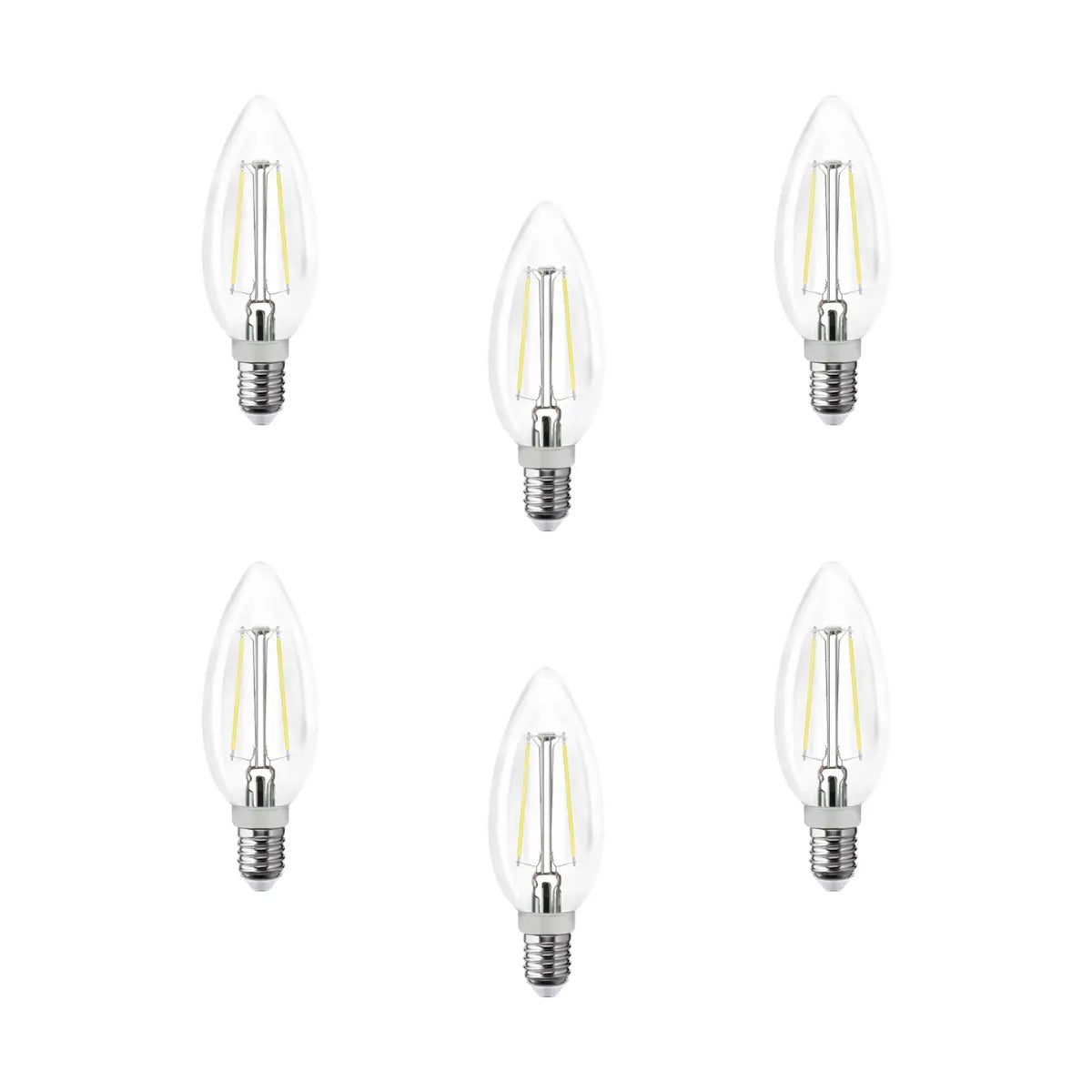 6 pz Foco LED filamentos VELA AKSI 2W luz calida E12, caja color - Aksi - detalle