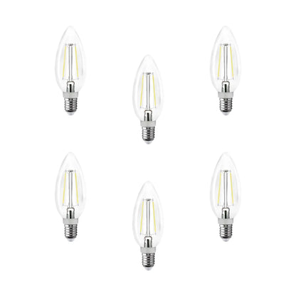6 pz Foco LED filamentos VELA AKSI 2W luz calida E12, caja color - Aksi - detalle